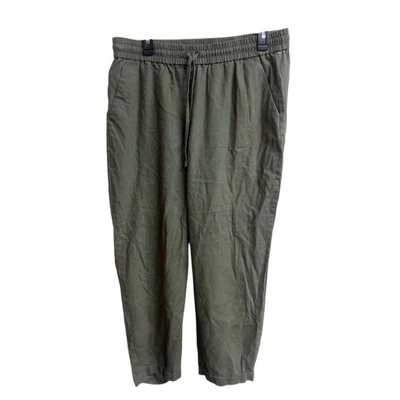 434. J. Crew Women’s Green Drawstring Linen Blend Pants Size 14 - Picture 1 of 8
